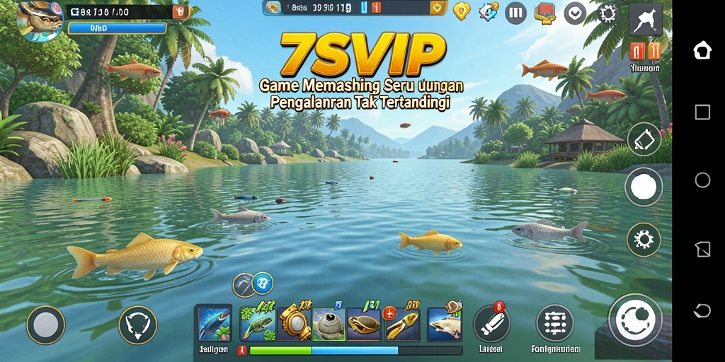Screenshot gameplay 7SVIP menampilkan aksi memancing yang seru.