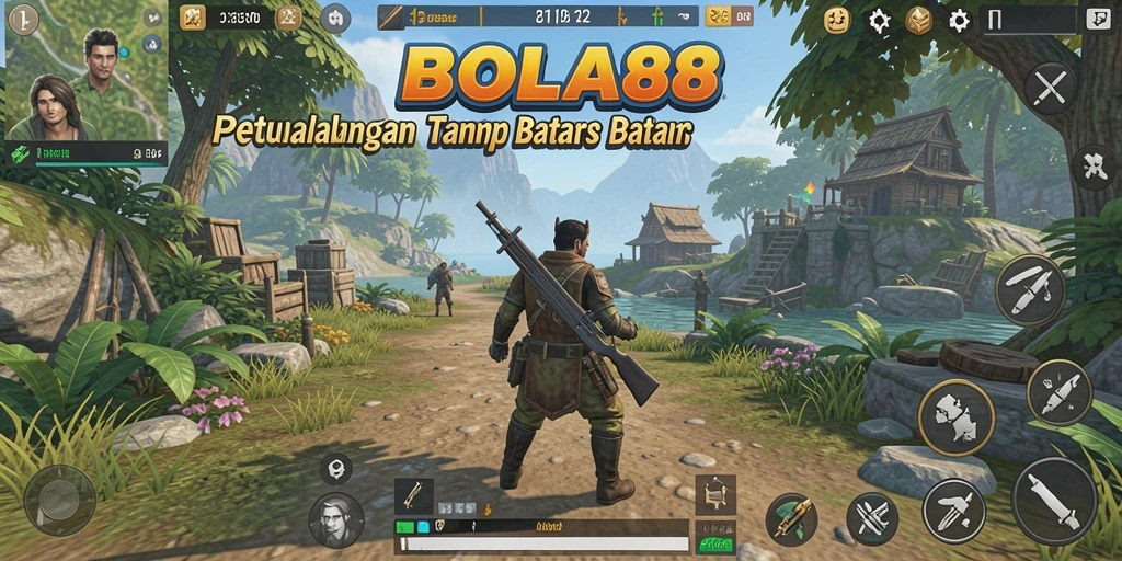 Screenshot gameplay BOLA88 yang memperlihatkan eksplorasi dunia terbuka.