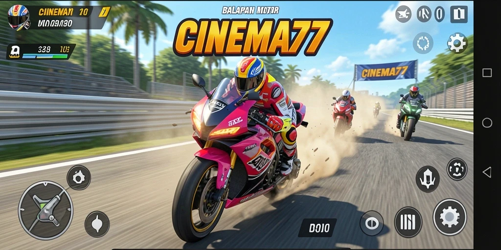 Tampilan gameplay <strong>CINEMA77</strong> yang menegangkan saat balapan motor.
