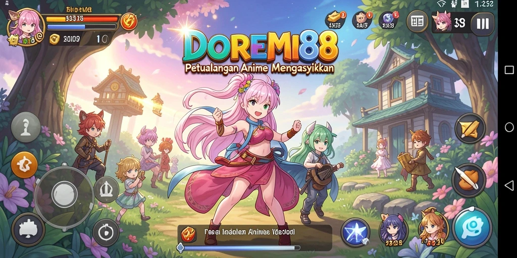 Tangkapan layar DOREMI88 menampilkan karakter anime dalam aksi seru.