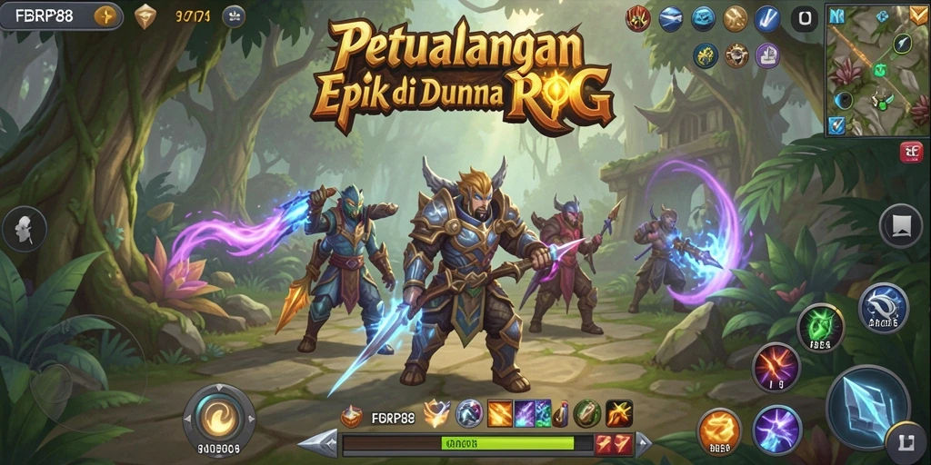 Screenshot gameplay FBRP88 yang mengesankan penuh aksi RPG.