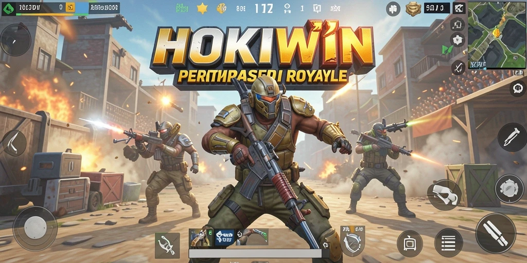 Tampilan gameplay HOKIWIN yang seru dan mendebarkan dalam pertempuran Battle Royale.