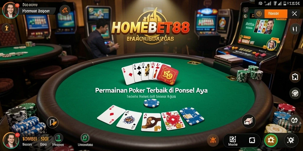 Tampilan permainan poker yang menarik dan interaktif.