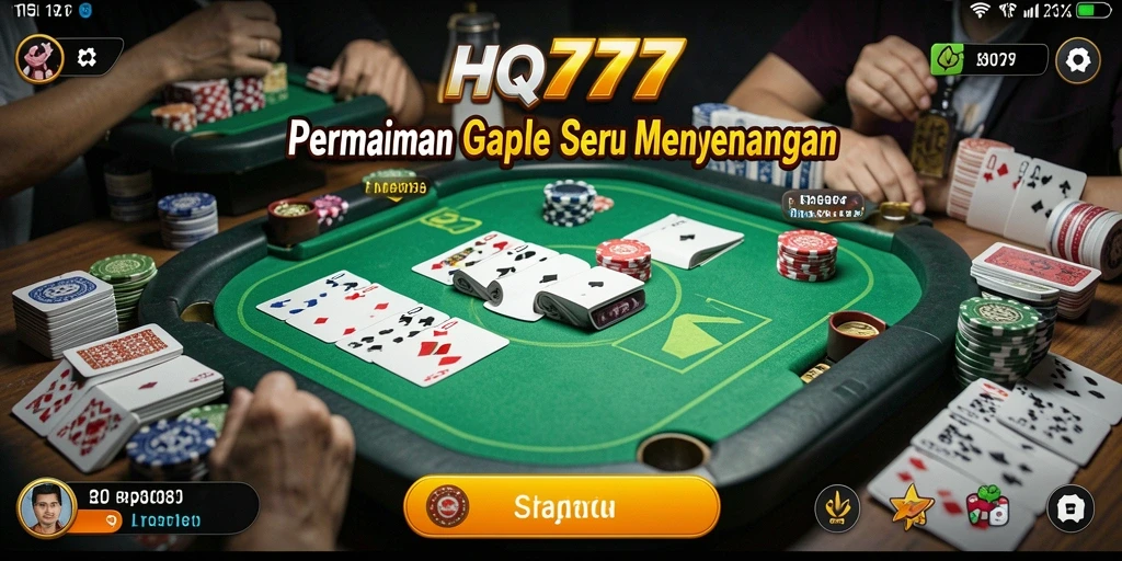Gameplay seru HQ777 menampilkan pertarungan seru dalam Gaple.