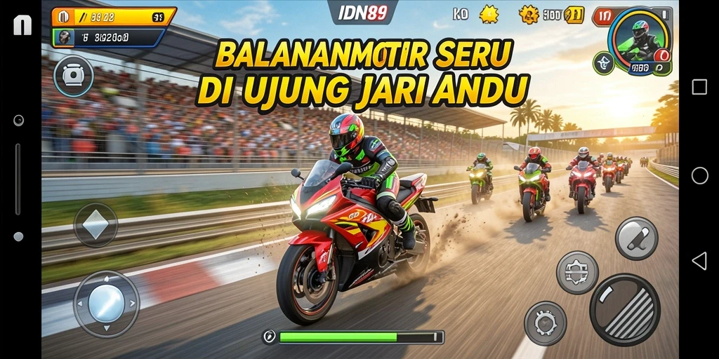 Tampilan gameplay seru dari balapan motor di IDN89.