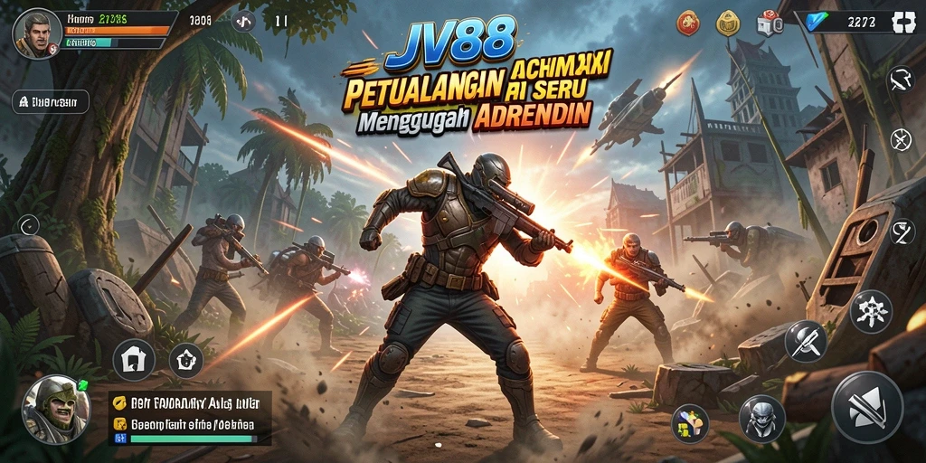 Tangkapan layar utama JV88 menampilkan aksi pertarungan yang menegangkan.
