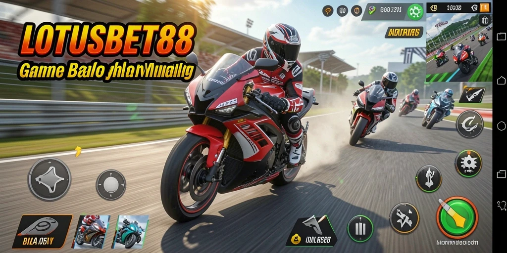 Tampilan gameplay yang mendebarkan saat balap motor.