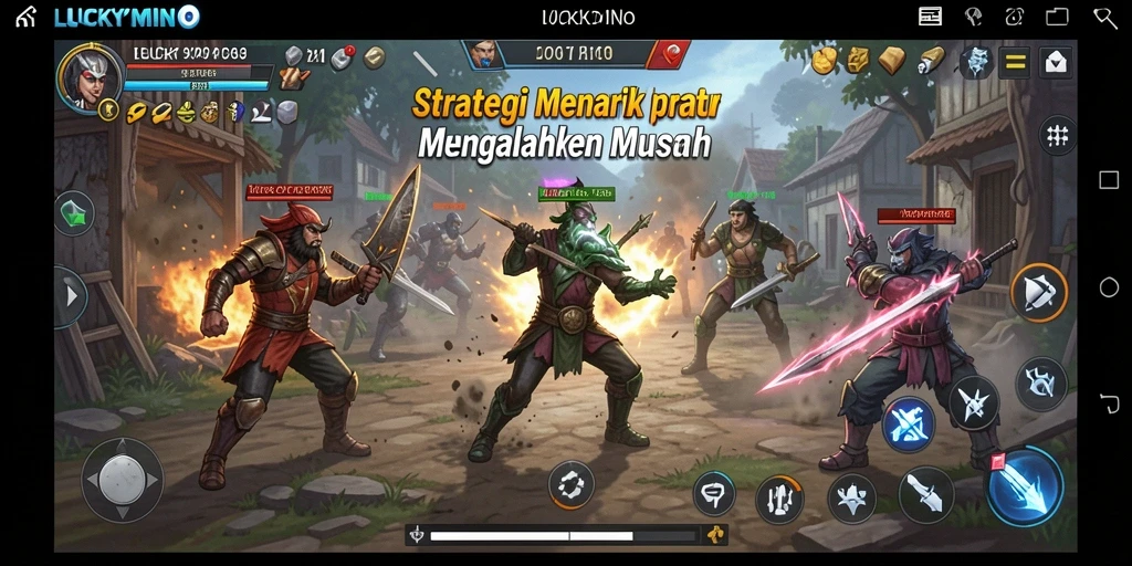 Tampilan menarik yang menunjukkan aksi strategi dalam LUCKYMINO.
