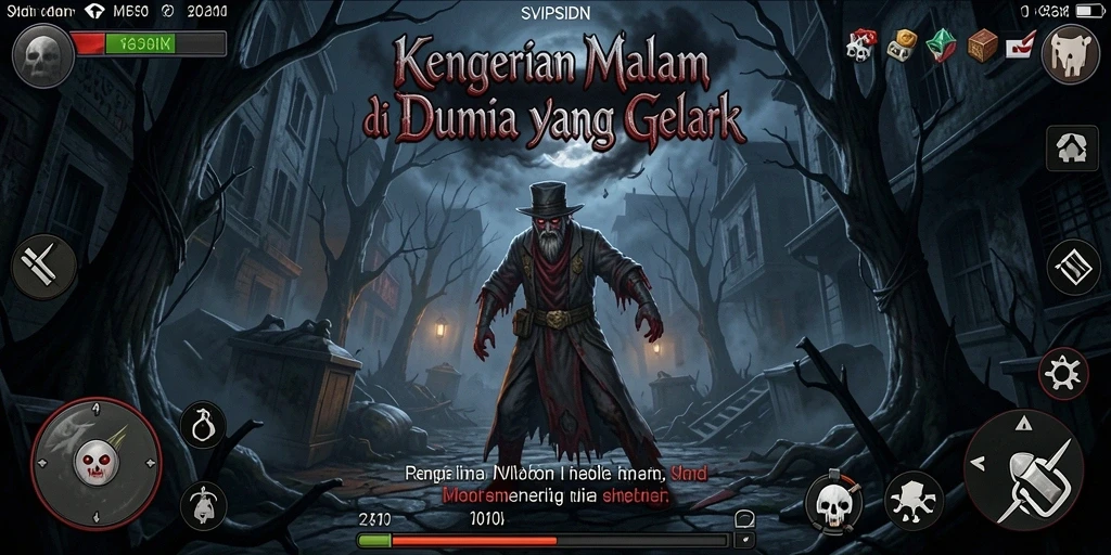 Tampilan gameplay menegangkan dari SVIPSIDN di dunia yang gelap.